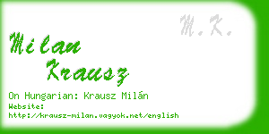 milan krausz business card